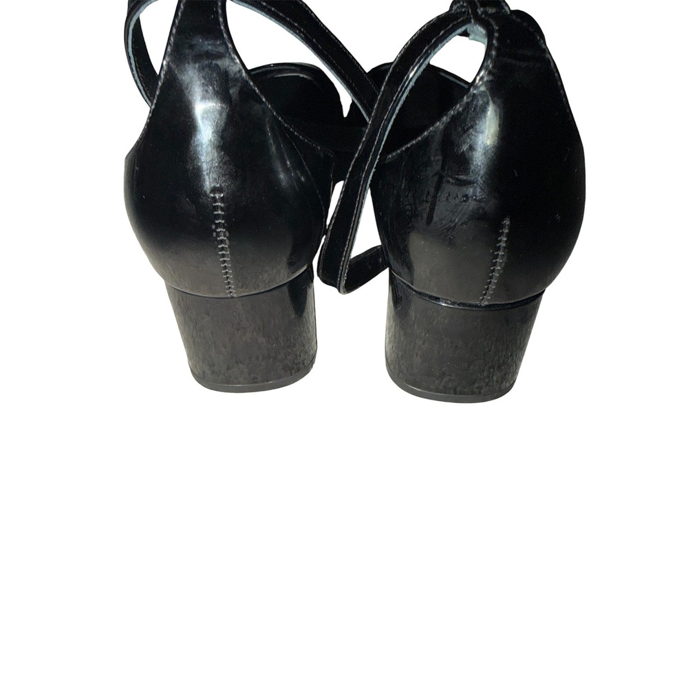 Reformation Black Almond Toe Block Heels Sz 8.5 Minimalist Gothic Office Chic - Picture 6 of 7
